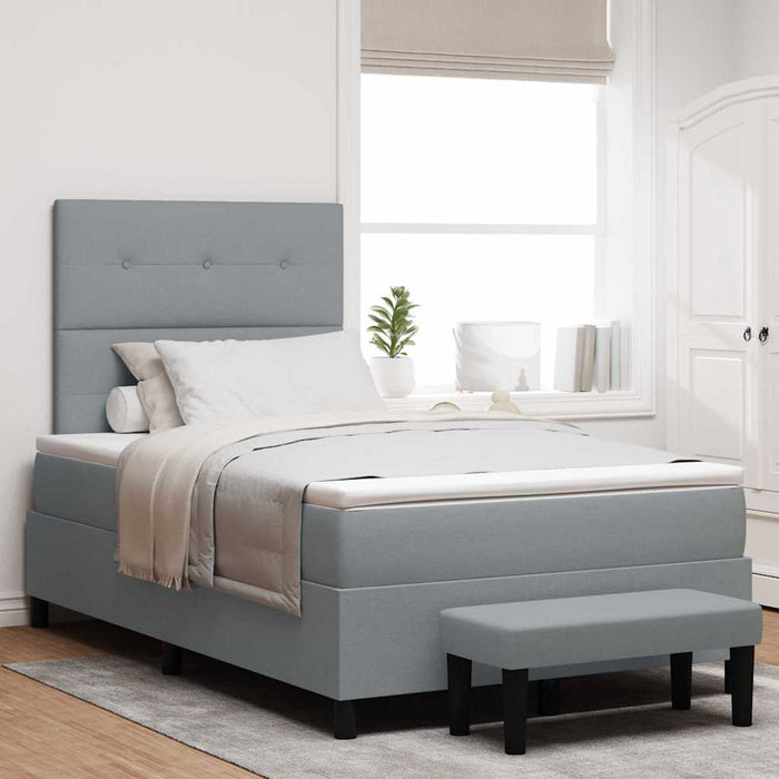 Pat cu arcuri cu headboard Gri deschis 120 x 190 cm țesătură - WALTI WALTI