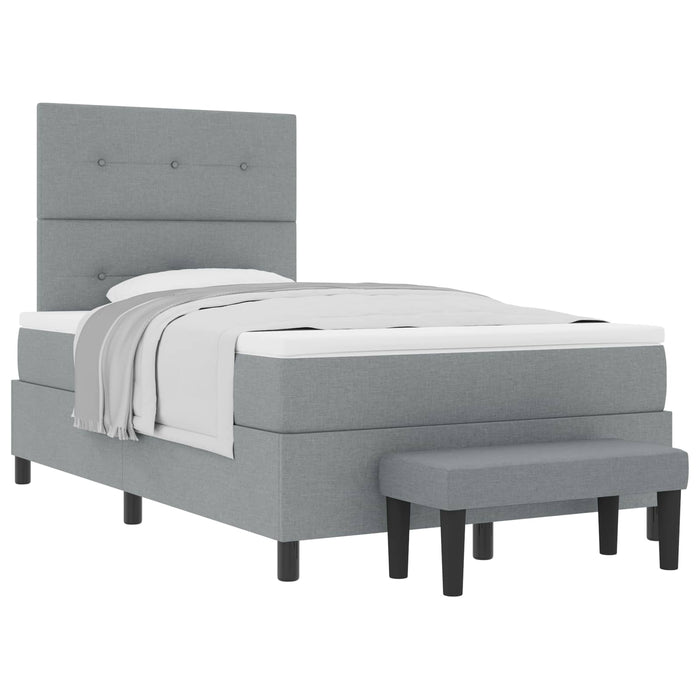 Pat cu arcuri cu headboard Gri deschis 120 x 190 cm țesătură - WALTI WALTI