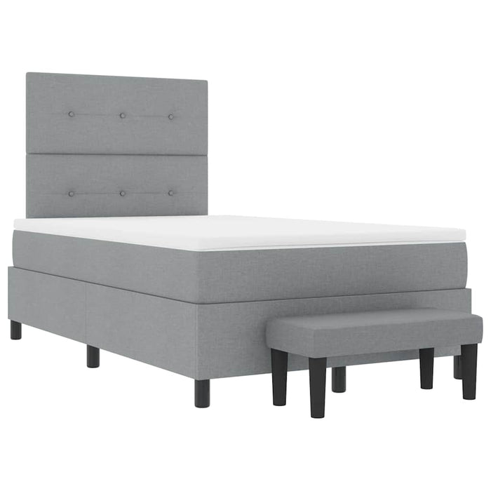 Pat cu arcuri cu headboard Gri deschis 120 x 190 cm țesătură - WALTI WALTI