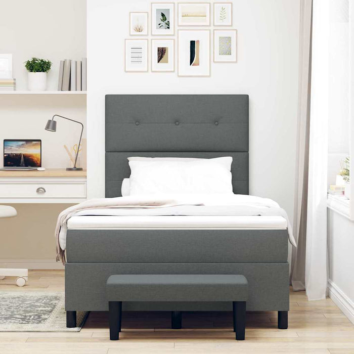 Pat cu arcuri cu headboard Gri închis 120 x 190 cm țesătură - WALTI WALTI