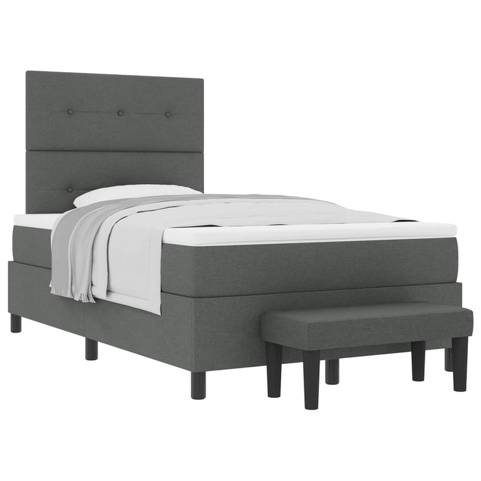 Pat cu arcuri cu headboard Gri închis 120 x 190 cm țesătură - WALTI WALTI