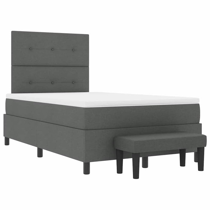 Pat cu arcuri cu headboard Gri închis 120 x 190 cm țesătură - WALTI WALTI