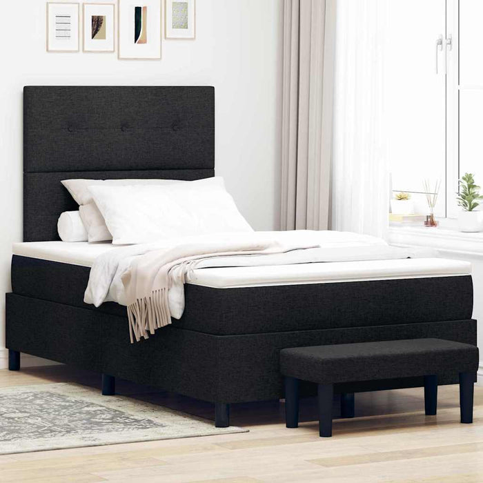Pat cu arcuri cu pernă cu headboard Negru 120 x 190 cm țesătură - WALTI WALTI