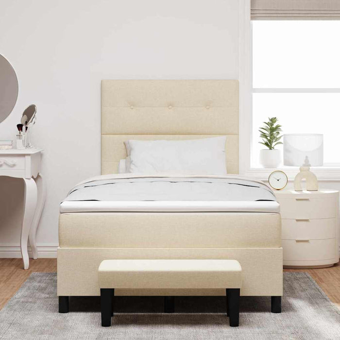 Pat cu arcuri cu saltea cu headboard Crem 120 x 190 cm țesătură - WALTI WALTI
