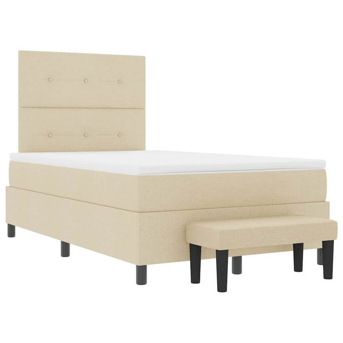Pat cu arcuri cu saltea cu headboard Crem 120 x 190 cm țesătură - WALTI WALTI