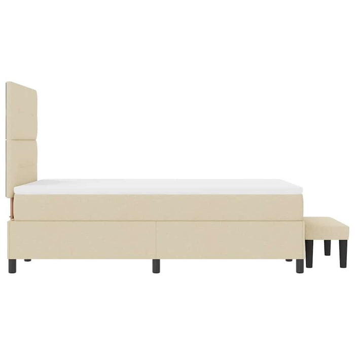 Pat cu arcuri cu saltea cu headboard Crem 120 x 190 cm țesătură - WALTI WALTI