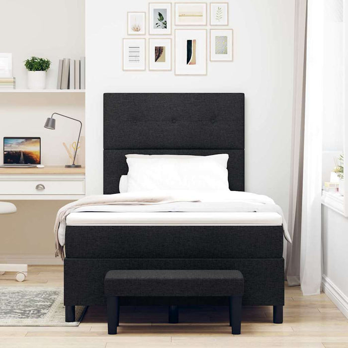 Pat cu arcuri cu pernă cu headboard Negru 120 x 200 cm țesătură - WALTI WALTI