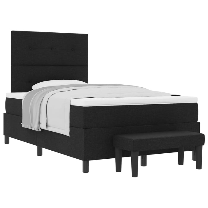 Pat cu arcuri cu pernă cu headboard Negru 120 x 200 cm țesătură - WALTI WALTI