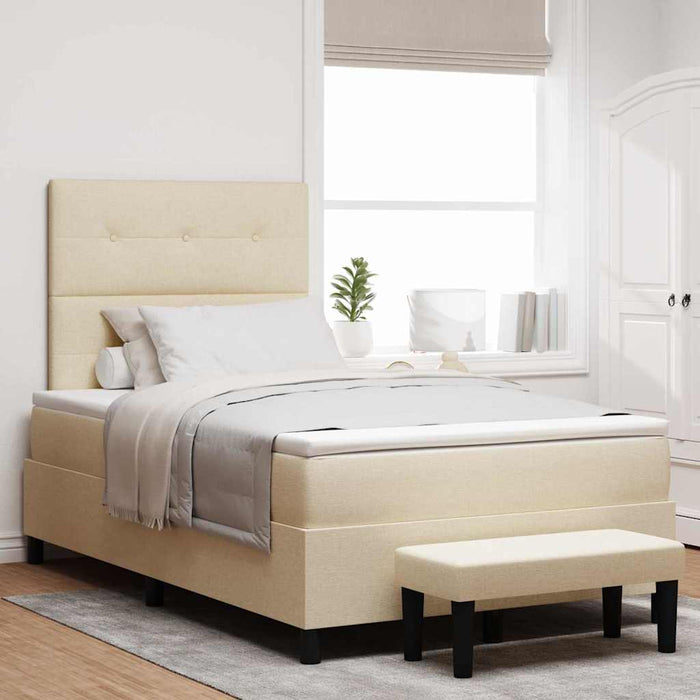 Pat cu arcuri cu saltea cu headboard Crem 120 x 200 cm țesătură - WALTI WALTI
