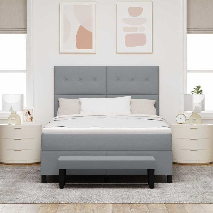 Pat cu arcuri cu saltea Gri deschis 140 x 190 cm țesătură - WALTI WALTI