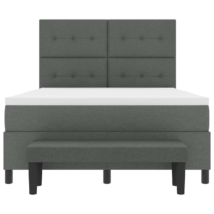 Pat cu arcuri cu saltea Gri închis 140 x 190 cm țesătură - WALTI WALTI
