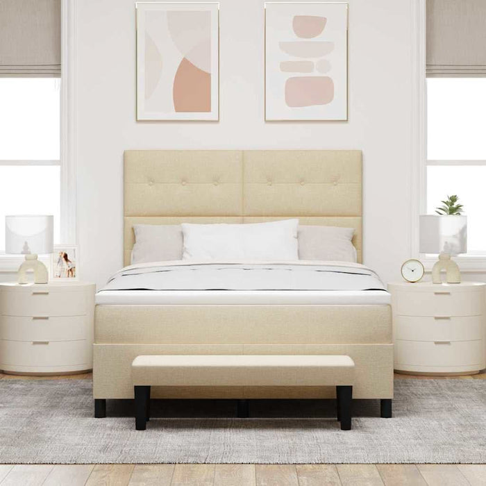 Pat cu arcuri cu saltea cu headboard Crem 140 x 190 cm țesătură - WALTI WALTI