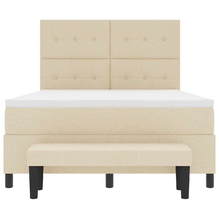Pat cu arcuri cu saltea cu headboard Crem 140 x 190 cm țesătură - WALTI WALTI