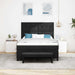 Pat cu arcuri cu headboard Negru 140 x 200 cm țesătură - WALTI WALTI