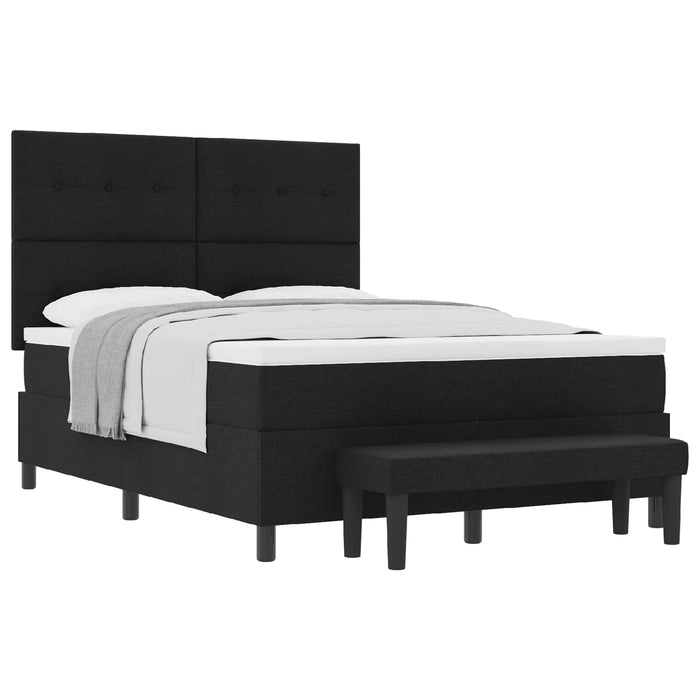 Pat cu arcuri cu headboard Negru 140 x 200 cm țesătură - WALTI WALTI