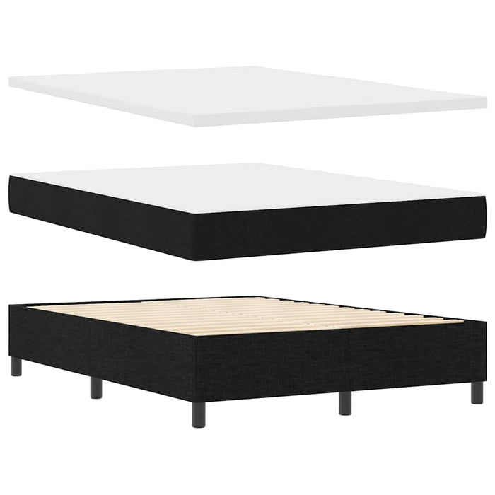 Pat cu arcuri cu headboard Negru 140 x 200 cm țesătură - WALTI WALTI