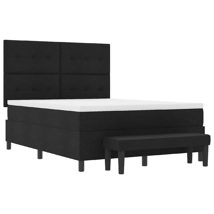 Pat cu arcuri cu headboard Negru 140 x 200 cm țesătură - WALTI WALTI