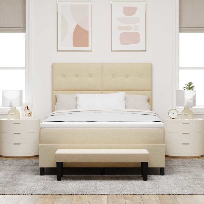 Pat cu arcuri cu saltea cu headboard Crem 140 x 200 cm țesătură - WALTI WALTI