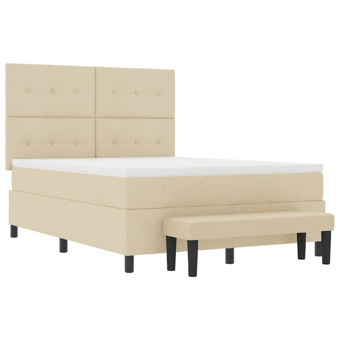 Pat cu arcuri cu saltea cu headboard Crem 140 x 200 cm țesătură - WALTI WALTI