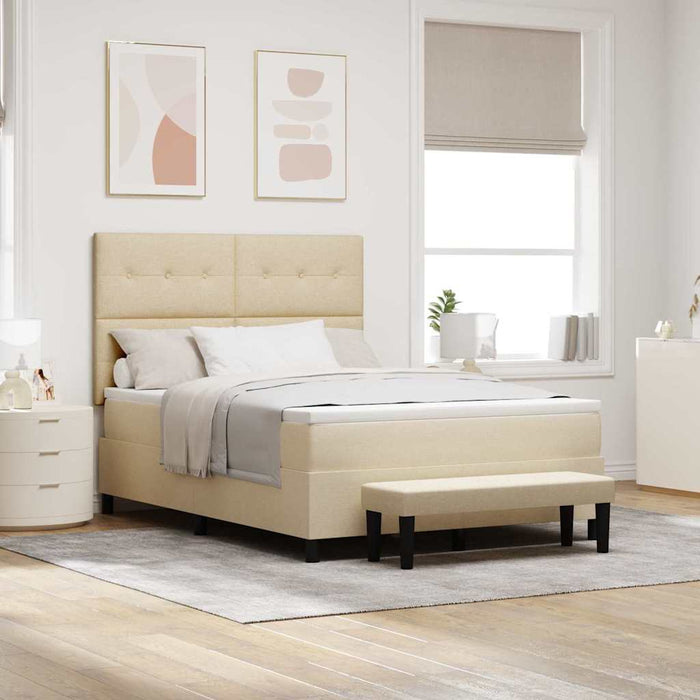 Pat cu arcuri cu saltea cu headboard Crem 160 x 200 cm țesătură - WALTI WALTI
