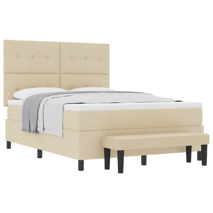Pat cu arcuri cu saltea cu headboard Crem 160 x 200 cm țesătură - WALTI WALTI