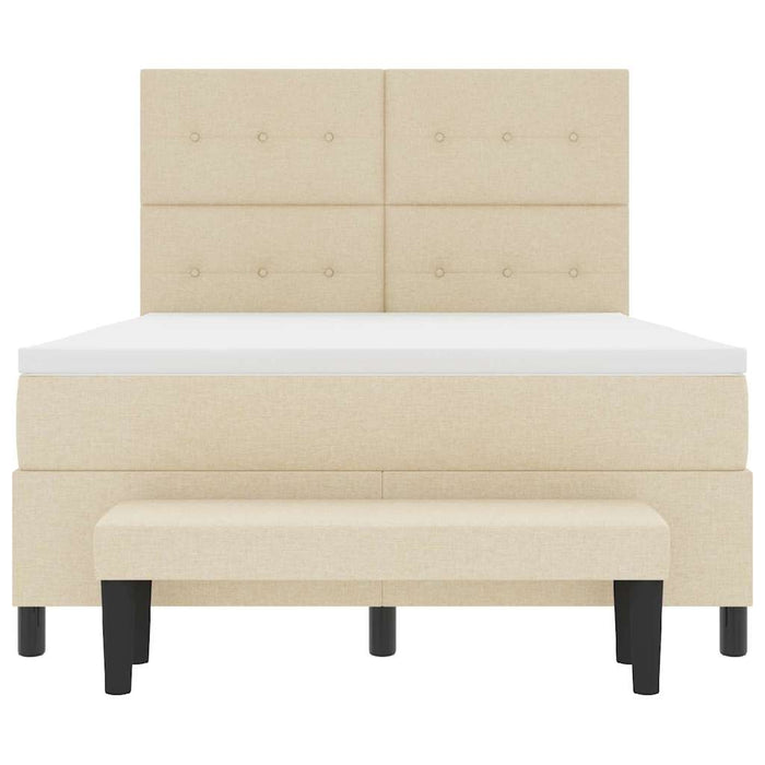 Pat cu arcuri cu saltea cu headboard Crem 160 x 200 cm țesătură - WALTI WALTI
