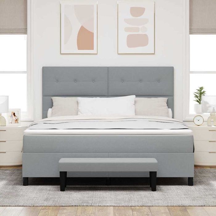 Pat cu arcuri cu saltea Gri deschis 180 x 200 cm țesătură - WALTI WALTI
