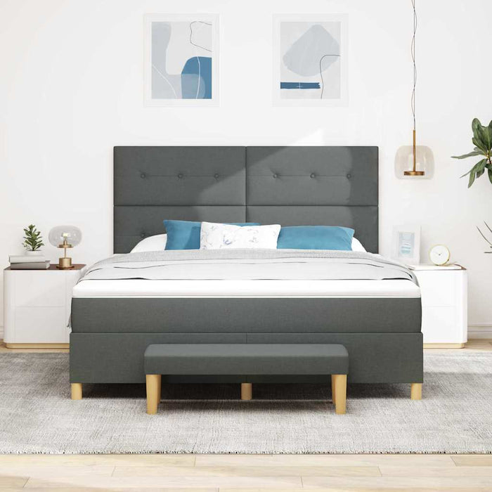 Pat cu arcuri cu headboard Gri închis 180 x 200 cm țesătură WALTI