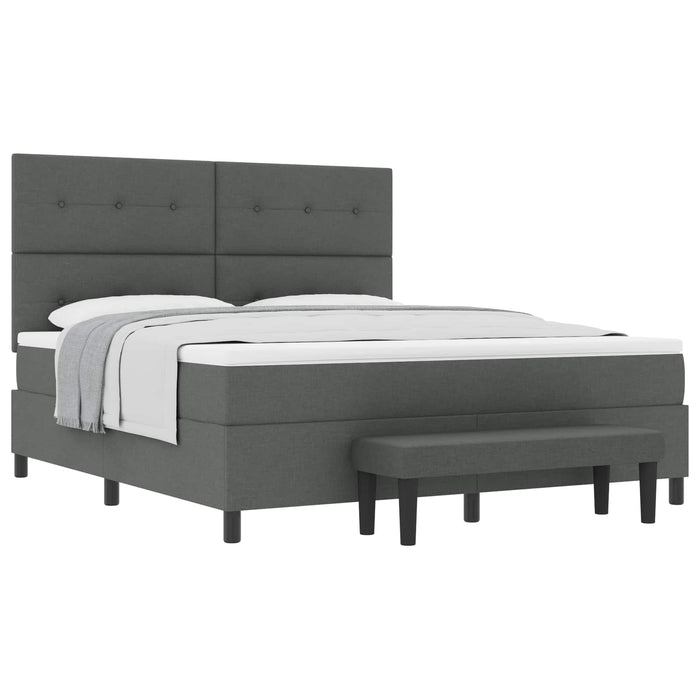 Pat cu arcuri cu headboard Gri închis 180 x 200 cm țesătură WALTI