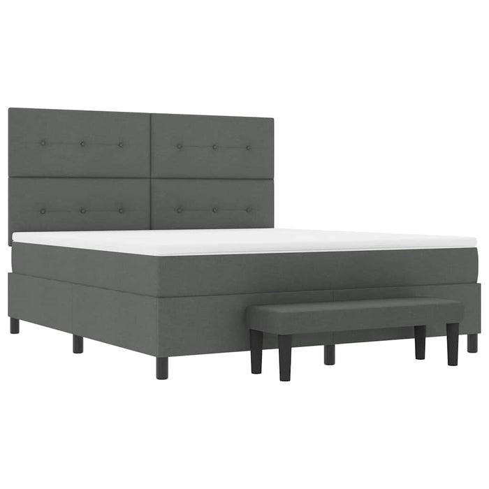 Pat cu arcuri cu headboard Gri închis 180 x 200 cm țesătură WALTI