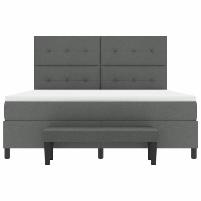 Pat cu arcuri cu headboard Gri închis 180 x 200 cm țesătură WALTI