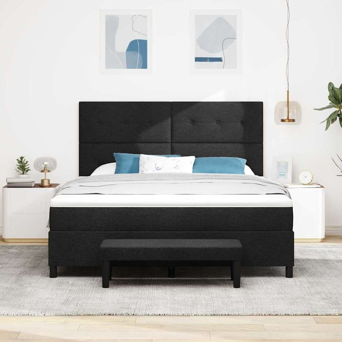 Pat cu arcuri cu saltea Negru 180 x 200 cm țesătură - WALTI WALTI