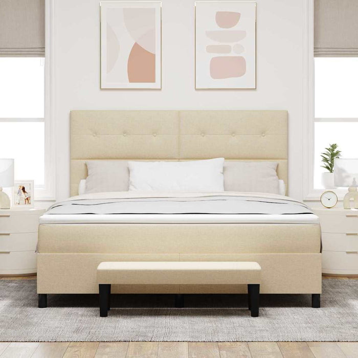 Pat cu arcuri cu saltea cu headboard Crem 180 x 200 cm țesătură - WALTI WALTI