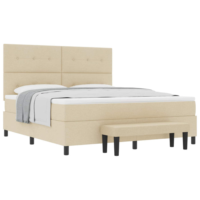 Pat cu arcuri cu saltea cu headboard Crem 180 x 200 cm țesătură - WALTI WALTI