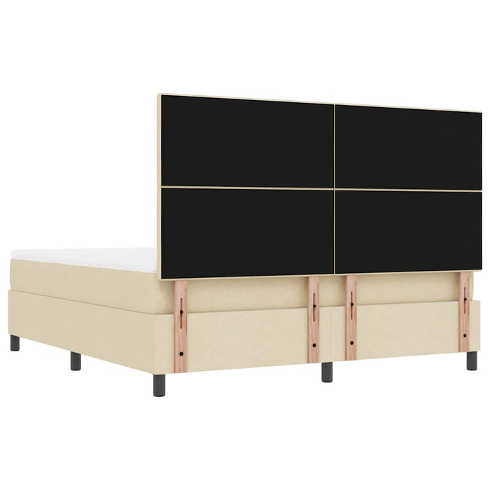 Pat cu arcuri cu saltea cu headboard Crem 180 x 200 cm țesătură - WALTI WALTI