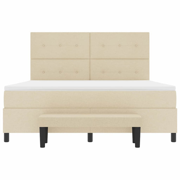 Pat cu arcuri cu saltea cu headboard Crem 180 x 200 cm țesătură - WALTI WALTI
