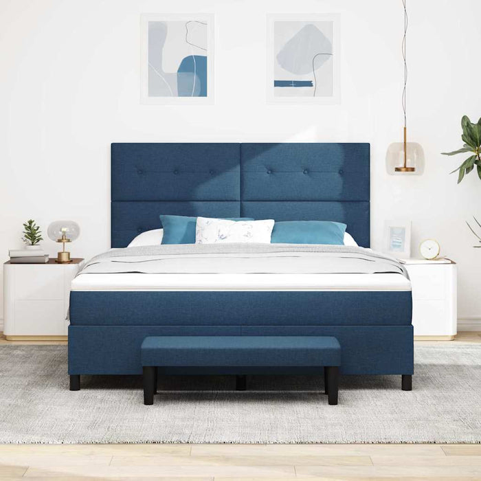 Pat cu arcuri cu headboard albastru 180 x 200 cm țesătură - WALTI WALTI