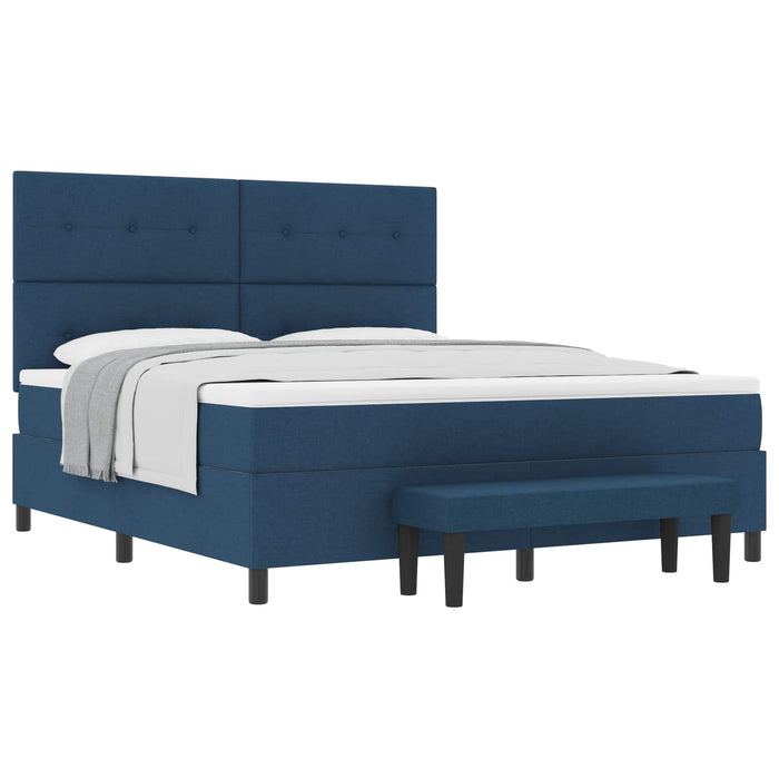 Pat cu arcuri cu headboard albastru 180 x 200 cm țesătură - WALTI WALTI