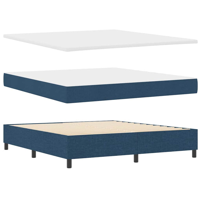Pat cu arcuri cu headboard albastru 180 x 200 cm țesătură - WALTI WALTI