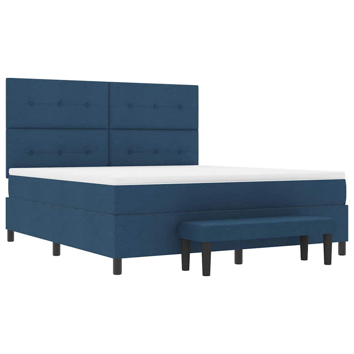 Pat cu arcuri cu headboard albastru 180 x 200 cm țesătură - WALTI WALTI
