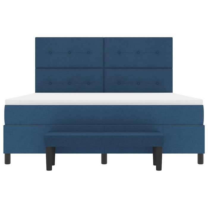 Pat cu arcuri cu headboard albastru 180 x 200 cm țesătură - WALTI WALTI