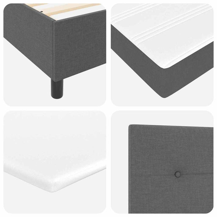 Pat cu arcuri cu headboard Gri închis 200 x 200 cm țesătură WALTI
