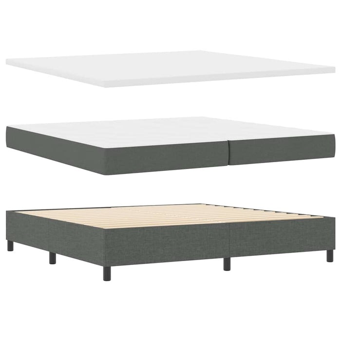 Pat cu arcuri cu headboard Gri închis 200 x 200 cm țesătură WALTI