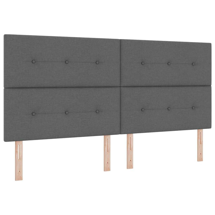 Pat cu arcuri cu headboard Gri închis 200 x 200 cm țesătură WALTI