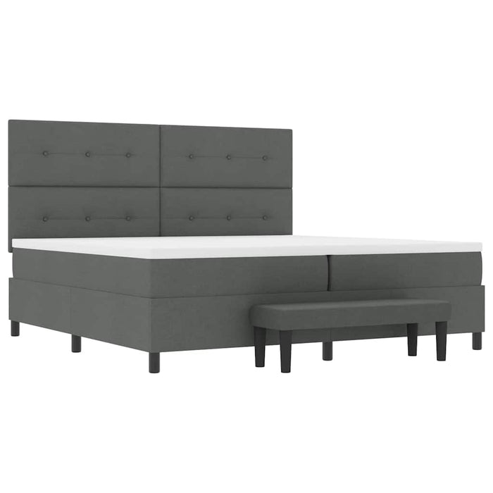 Pat cu arcuri cu headboard Gri închis 200 x 200 cm țesătură WALTI