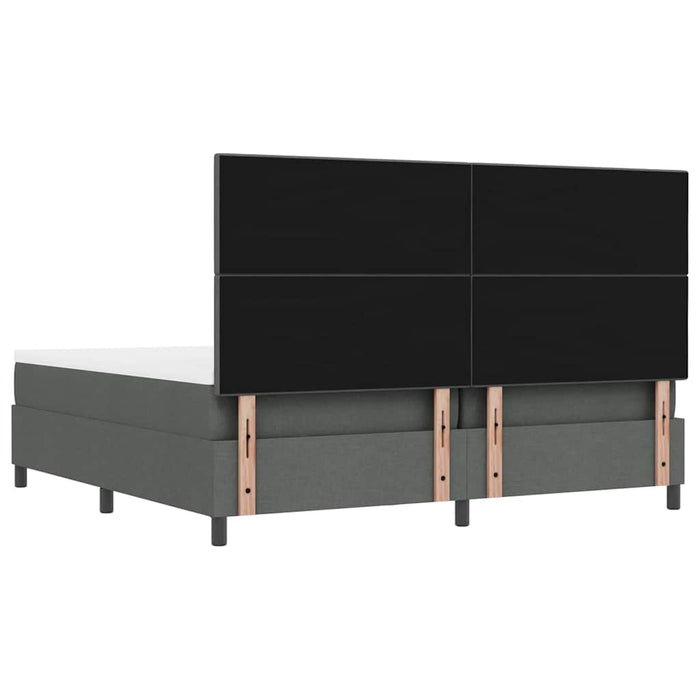 Pat cu arcuri cu headboard Gri închis 200 x 200 cm țesătură WALTI