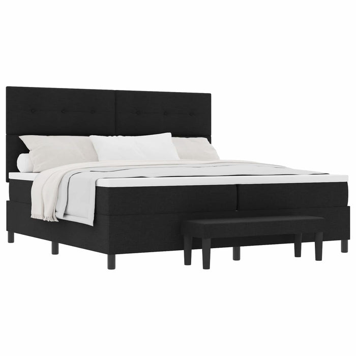 Pat cu arcuri cu headboard Negru 200 x 200 cm țesătură WALTI