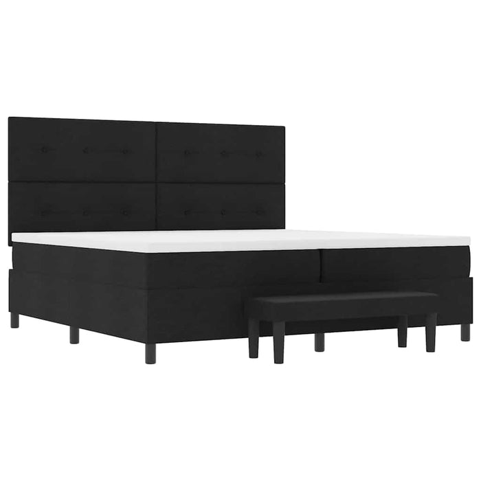Pat cu arcuri cu headboard Negru 200 x 200 cm țesătură WALTI