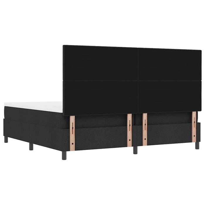 Pat cu arcuri cu headboard Negru 200 x 200 cm țesătură WALTI