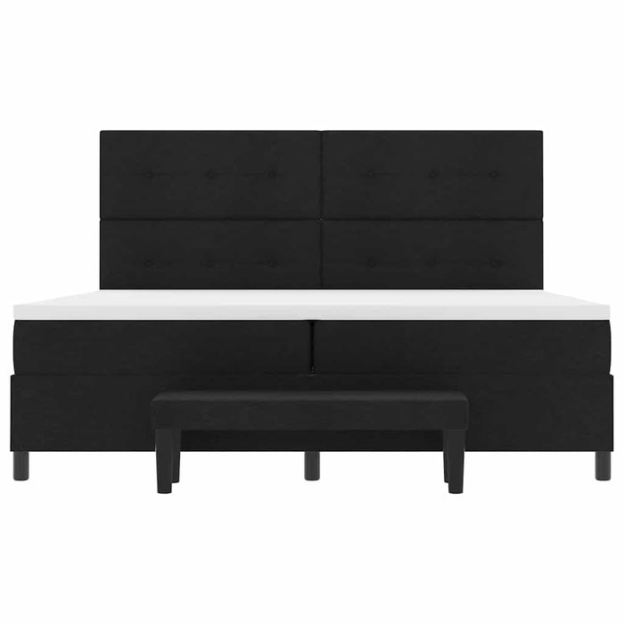 Pat cu arcuri cu headboard Negru 200 x 200 cm țesătură WALTI